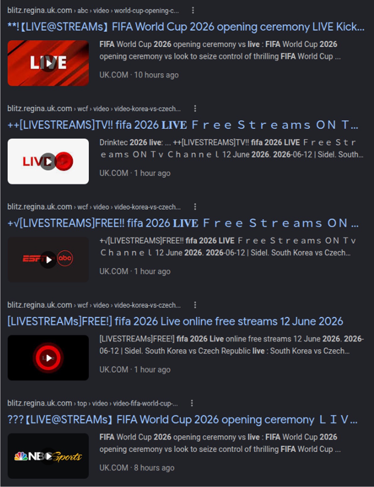 Fake FIFA livestream